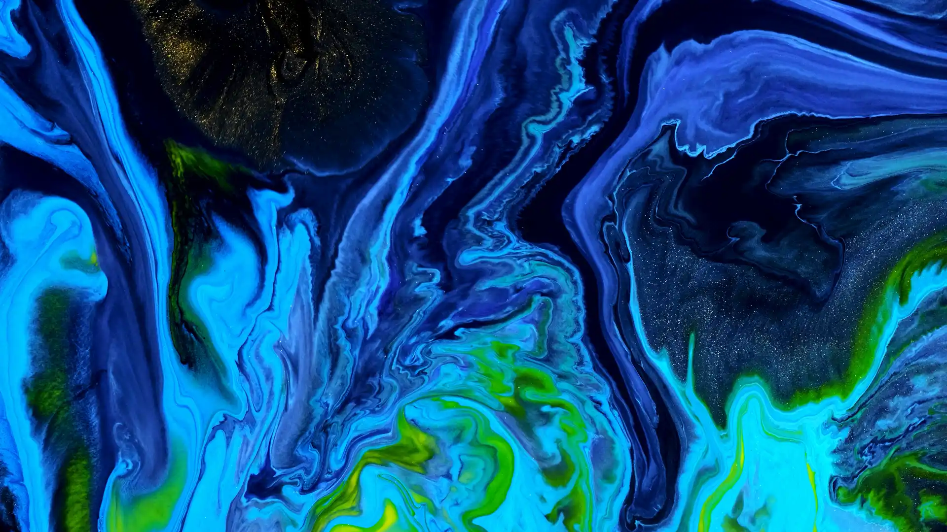 Arte abstrata azul e verde da identidade Louz
